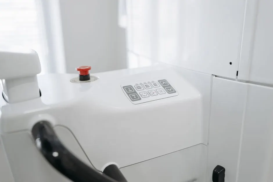 Close-up of advanced dental machine in a bright, modern clinic.